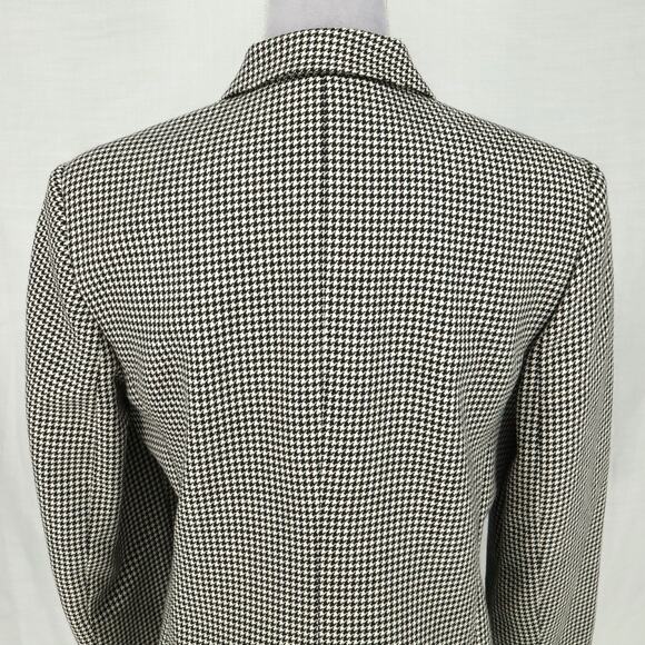 Talbots Jacket Womens 6 Black White Houndstooth Wool Tweed Lined Blazer Vintage - Picture 9 of 14